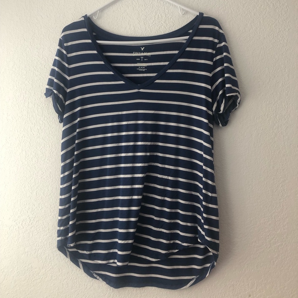 Blue and White Striped Soft Tee